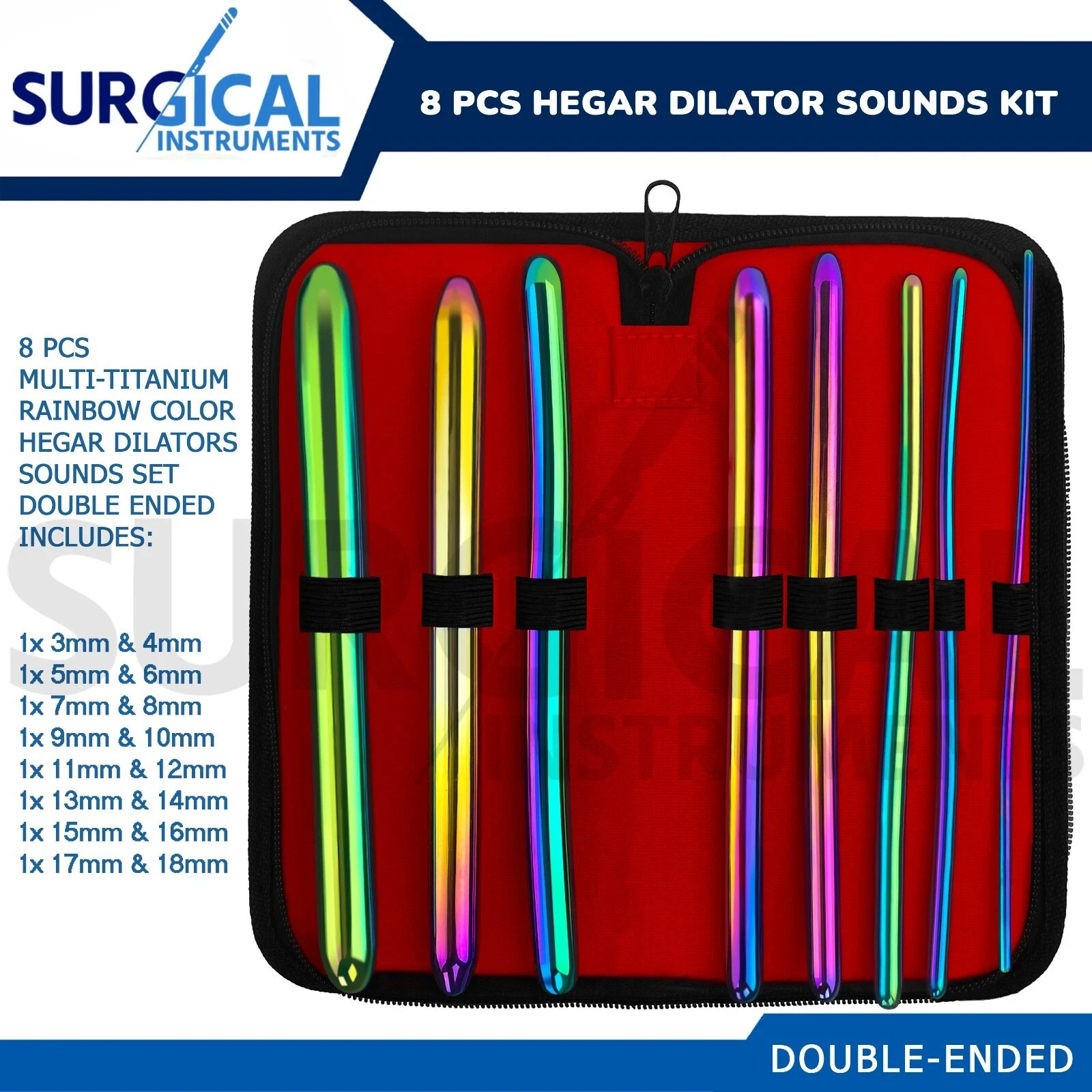 14 Pcs Hegar Uterine Dilator Set Double Ended OB/Gynecology Surgical Instruments