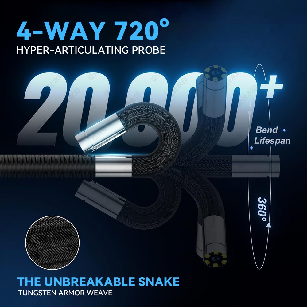 99NEW 3.3FT 4-Way 720° Articulating Borescope Endoscope Inspection Camera Ralcam