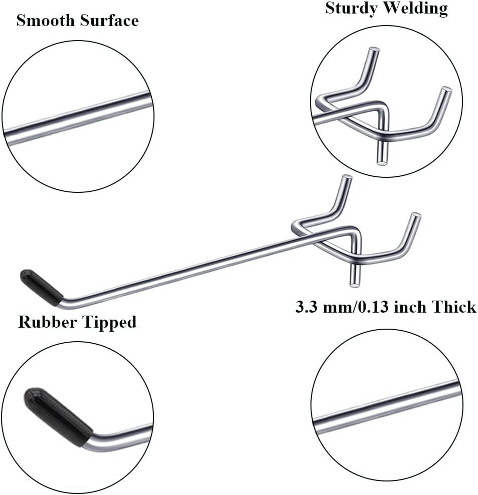 6 Inch 20 Pack Pegboard Hooks Sturdy Shelving Fit 1Mm/0.04Inch Thick Peg Board f