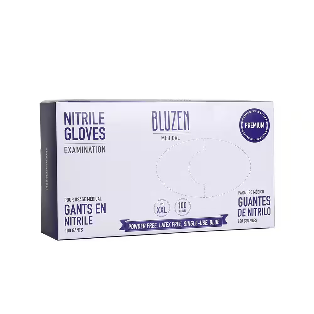 Bluzen 2XL Nitrile 5.5 Mil Examination Medical Gloves in Blue, (1000 per Case)