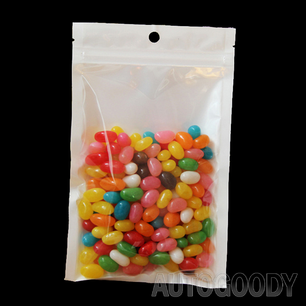 100 Zip Zipper Lock Bags Clear Plastic White Back 5.5″ x 8″ Seal Reclosable