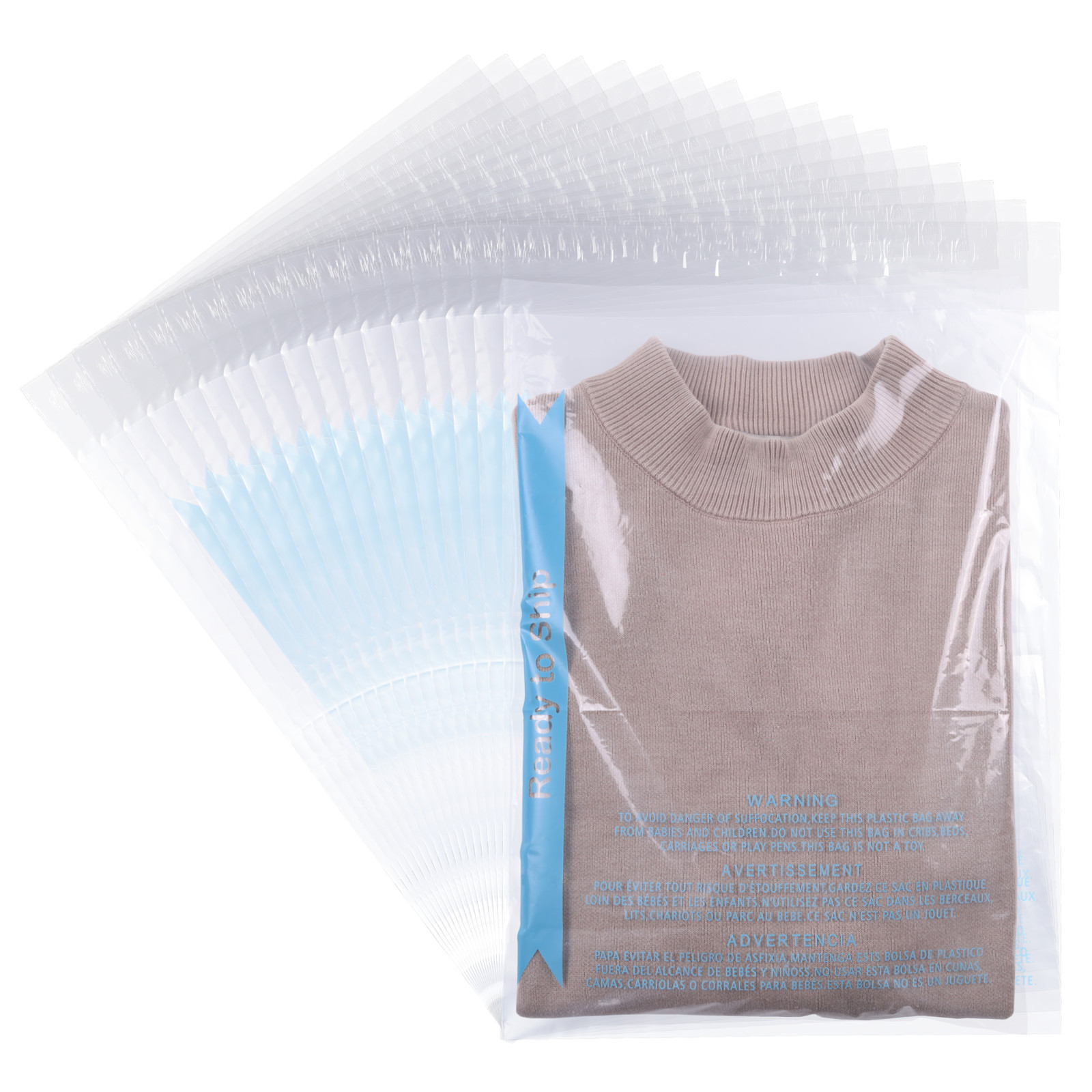 100-2000Poly Bags Resealable Suffocation Warning Clear Merchandise Shirt Apparel