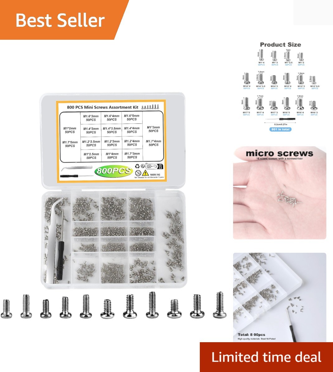 Tiny Screws for Electronics, 800 pcs Mini Micro Small Phillips Pan Head Machi…