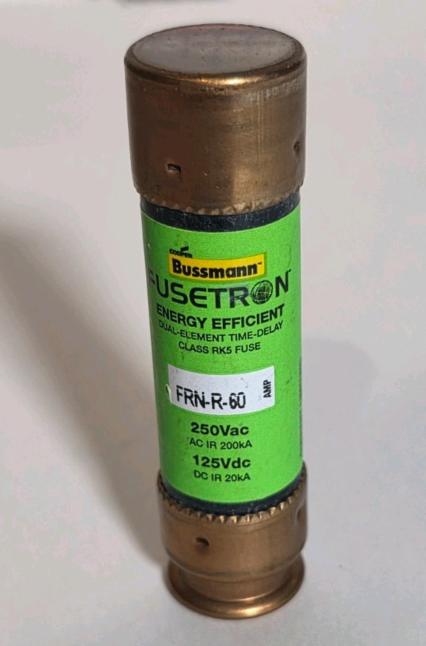Bussmann Fusetron FRN-R-60 Fuse 60 Amp 250V Class RK5 Dual-Element Time-Delay