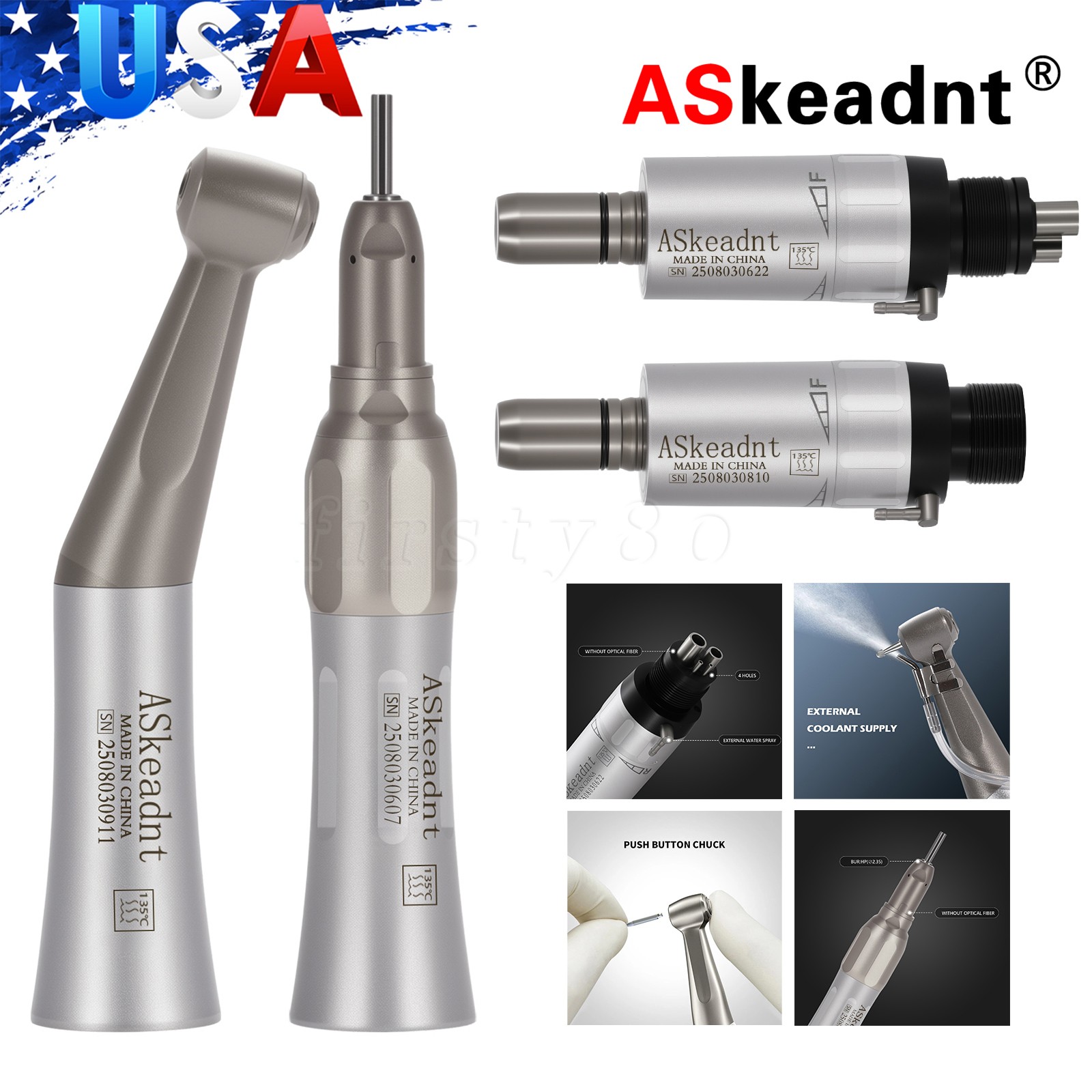 Dental Kit de pieza de mano turbina fibra óptico LED de alta y baja velocidad