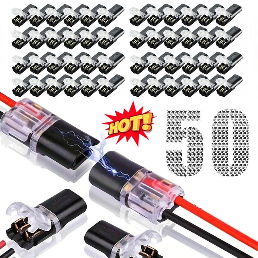 50PCS Double Wire Plug in Connector with Locking Buckle, Locking Easy to Use