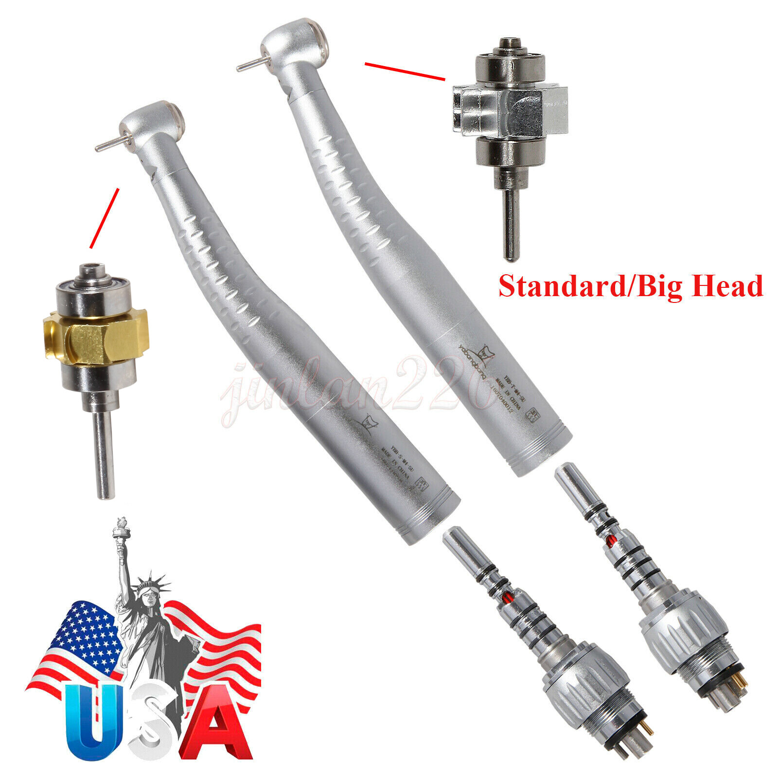 Dental High Speed Fiber Optic LED Turbine Handpiece 6Hole Coupler KaVo Style
