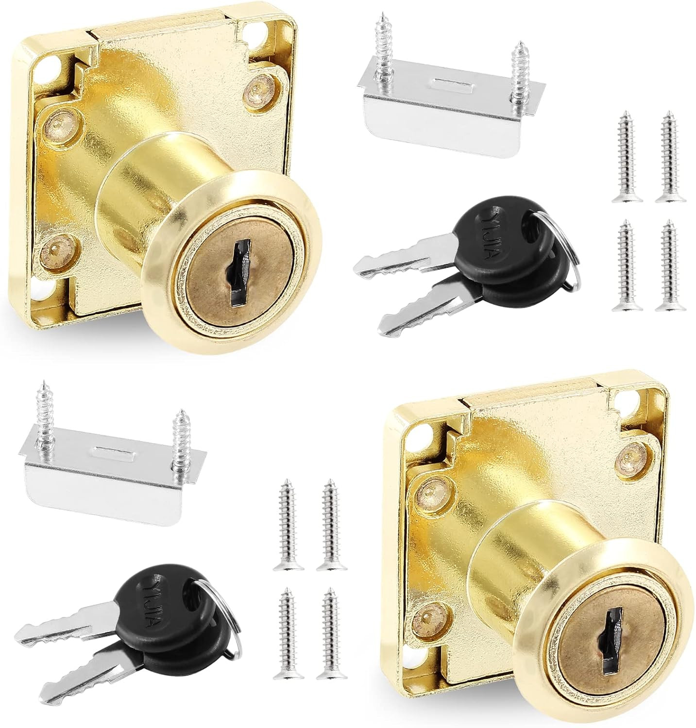 2 Pack File Cabinet Locks with Key, 7/8 Inch / 22Mm Cylinder Length Desktop Lock