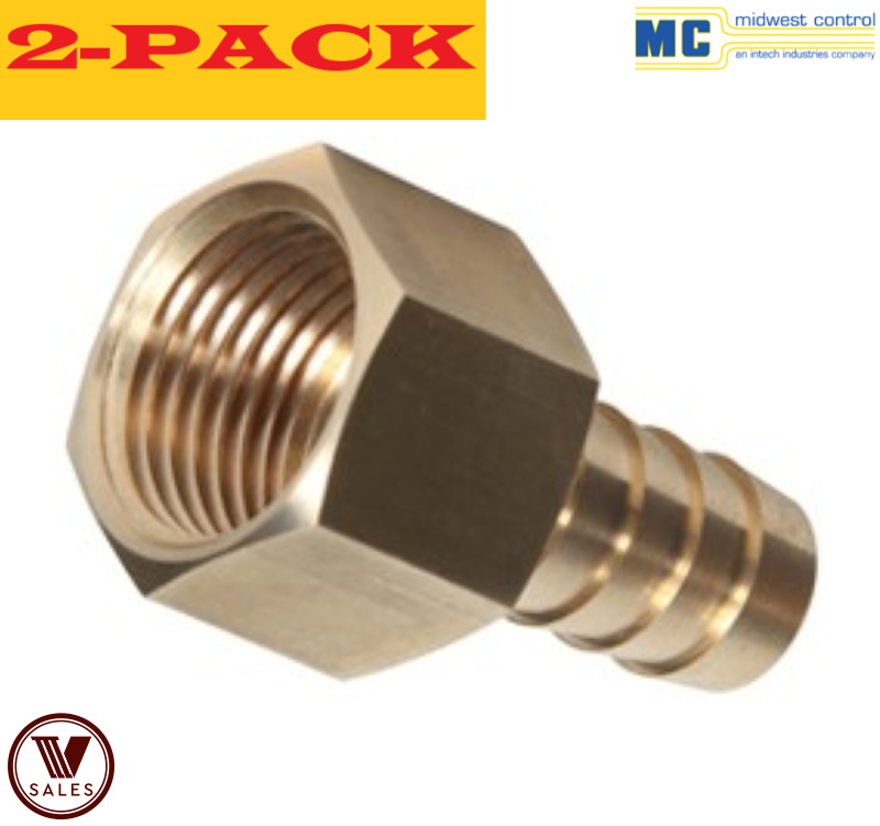 2-PACK! NEW! Midwest Control 3/8″Hose Barbx3/8″Female NPT Brass Fitting HBF-3838