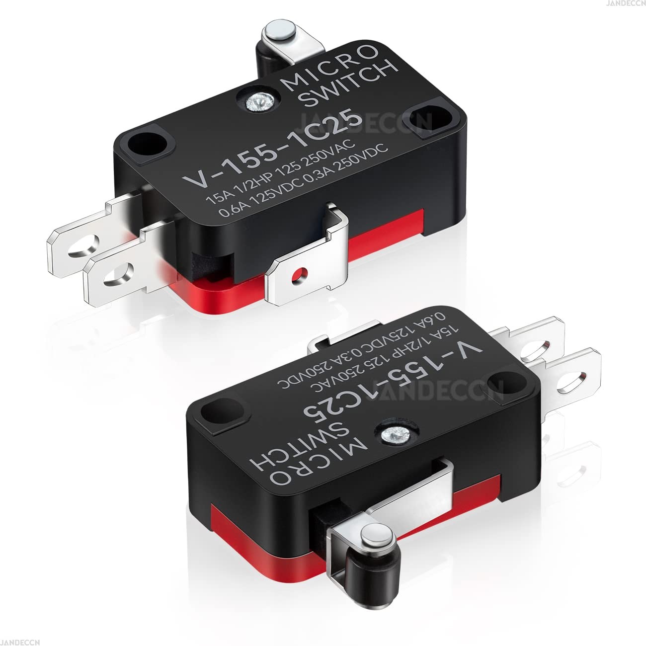 10Pcs Lead Limit Switch Short Hinge Roller Arm SPDT 1NO 1NC Style: V-155-1C25