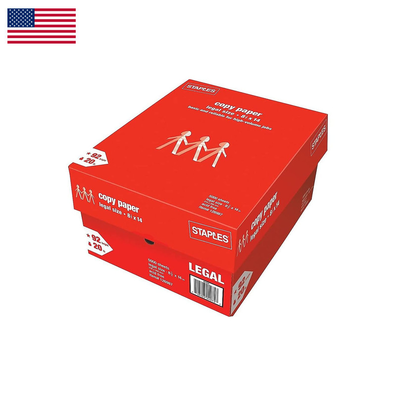 Staples 8.5-Inch X 14-Inch Copy Paper 20 Lbs. 92 Brightness 500/Ream 10