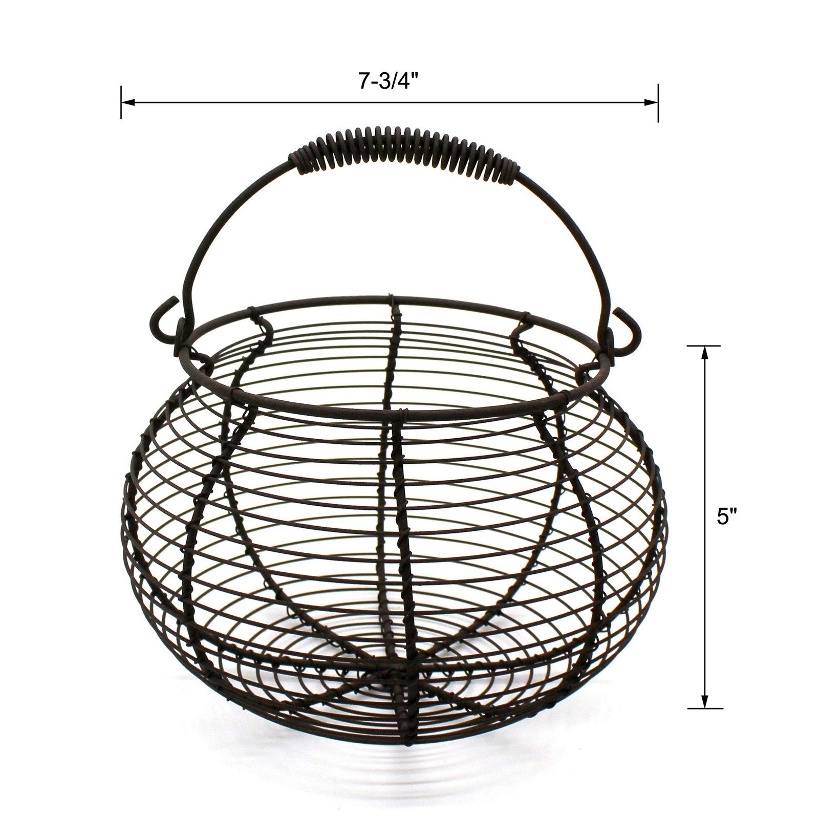 CVHOMEDECO. Rustic Wire Egg Basket with swimming Handle Primitives Vintage Ga…