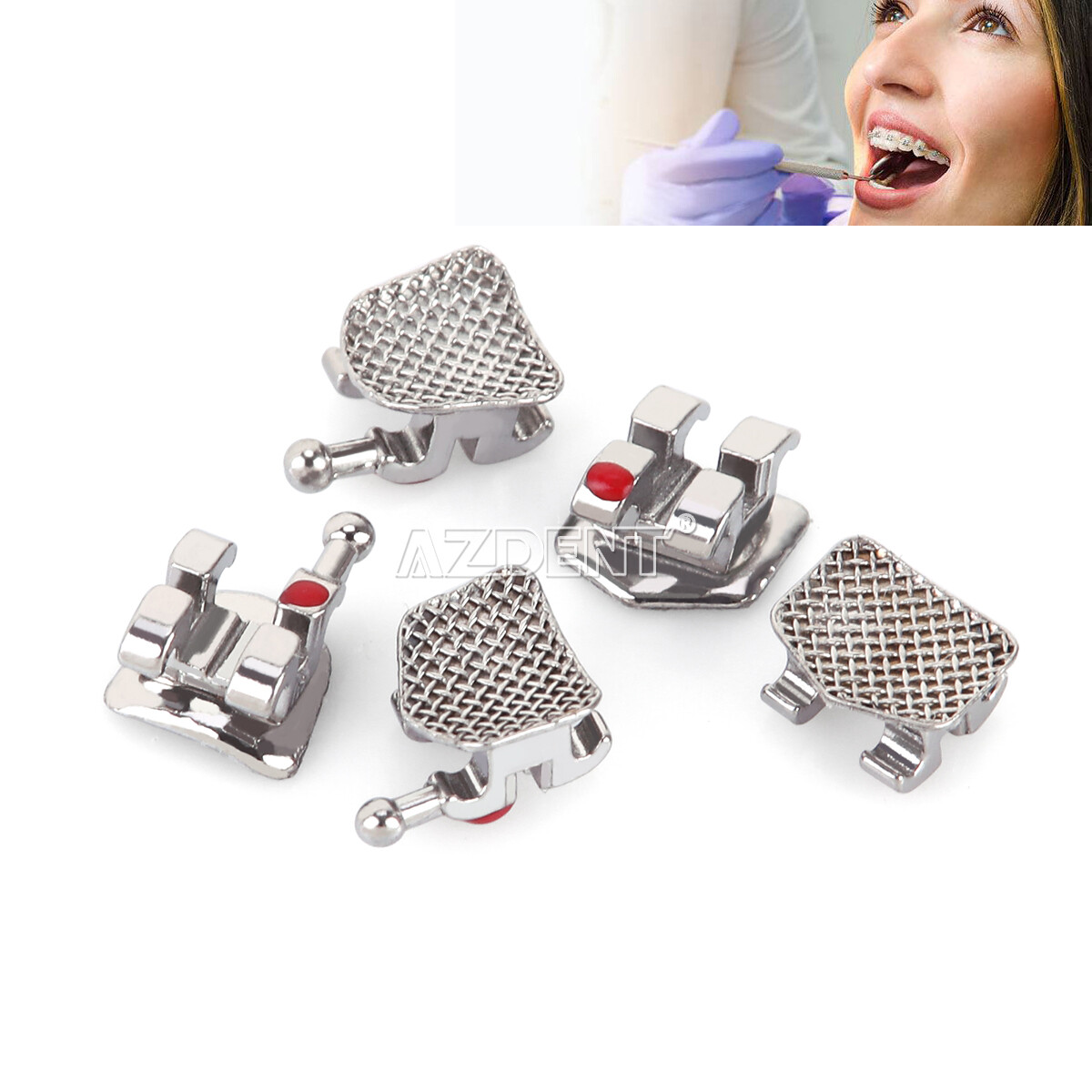 10 Kits AZDENT Dental Orthodontic Brackets Metal Brace Mini Roth 022 Hooks 345