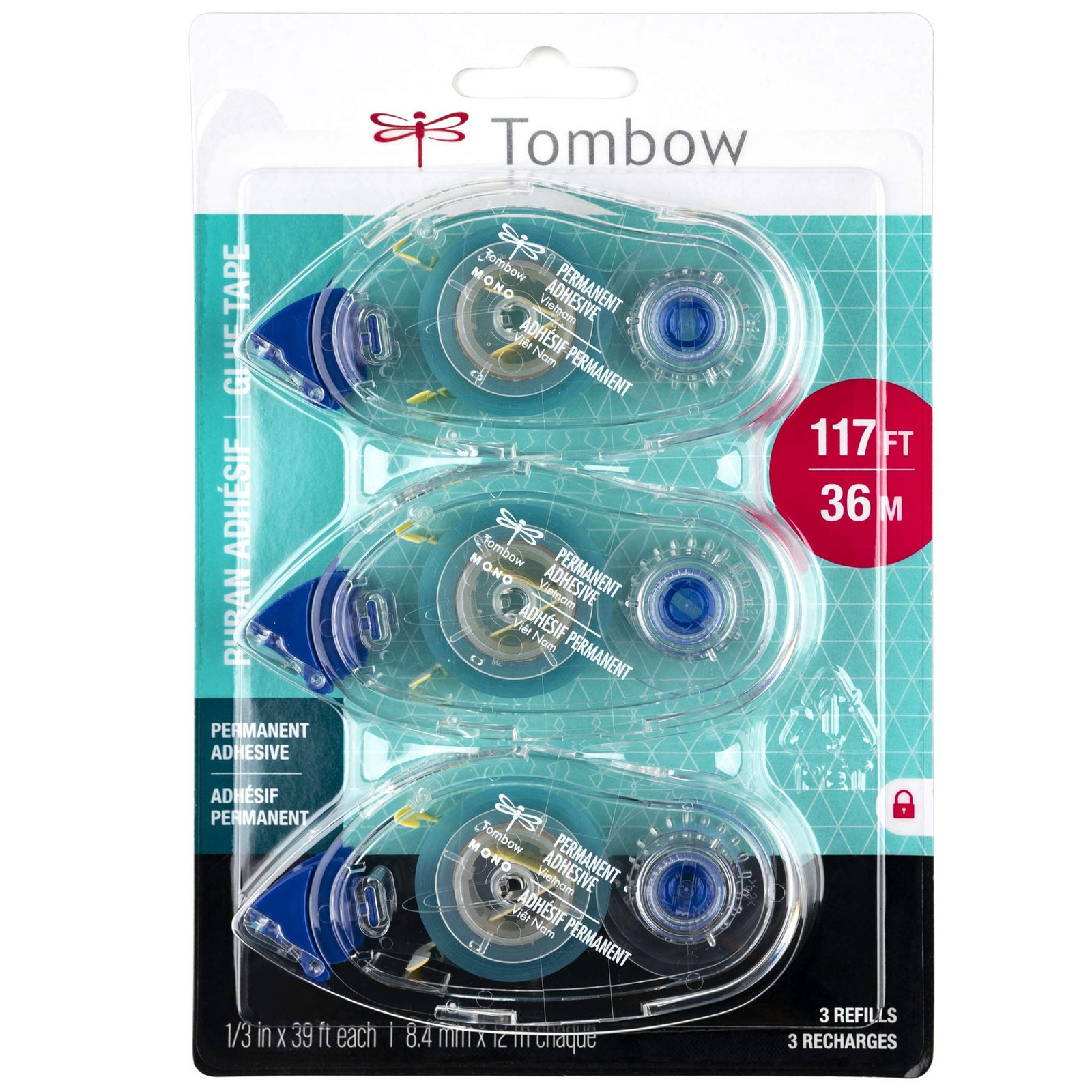 3 Pack 62207 MONO Permanent Adhesive Refills Easy To Use Strong Instant Bond