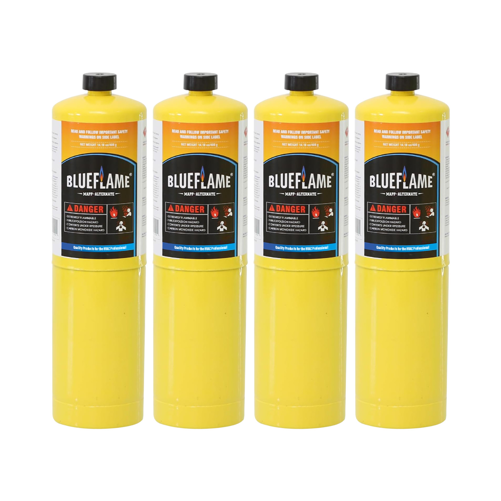 BlueFlame MAPP MAP PRO Gas Cylinder Pack 4, 99.9% High Purity Propylene 14.1 oz