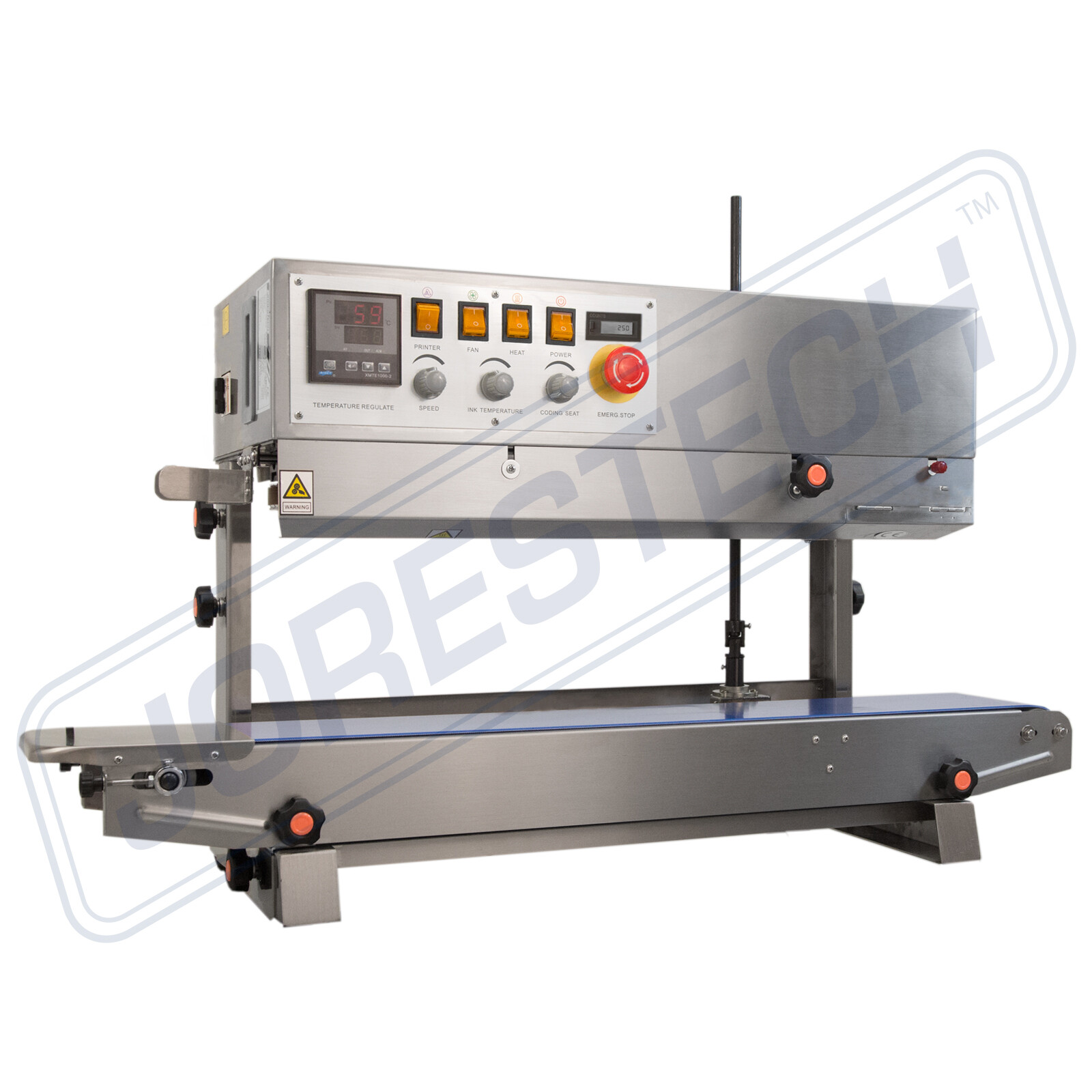 Continuous Band Sealer printer Stainless steel Jorestech CBS-800i Left to Right