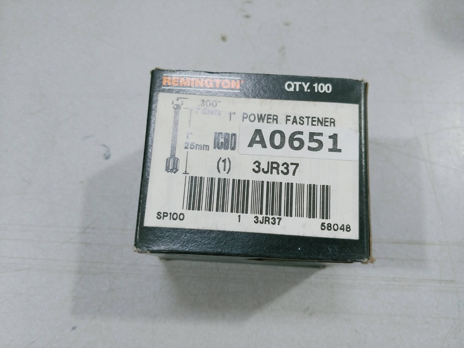 100ea 1” .300” Power Fasteners Powder Zinc Plated Pin Steel / Concrete SP100 580