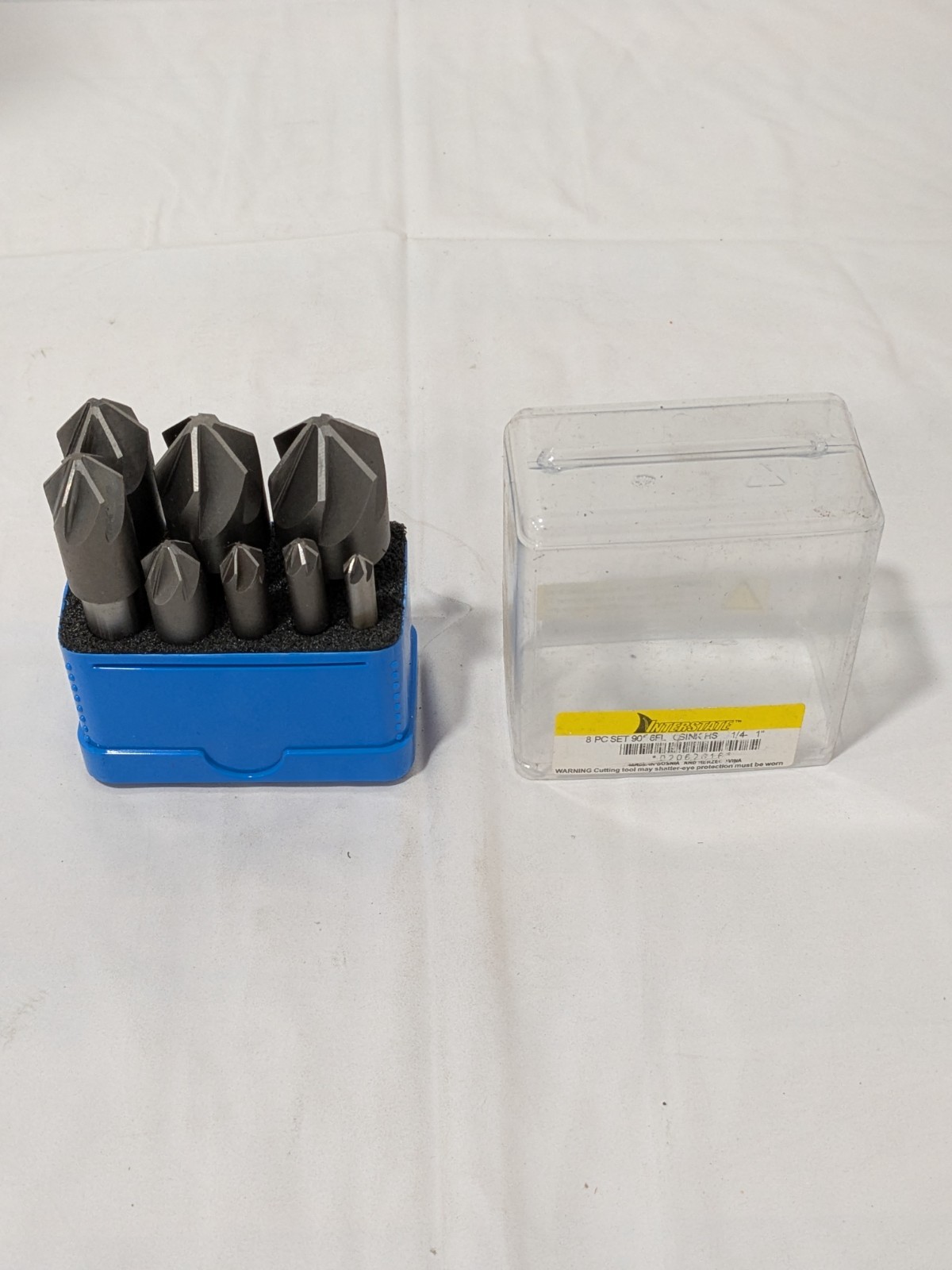 Interstate Countersink Set: 8 Pc, 1/4 to 1″ Head Dia, 6 Flute, 90º 02062016