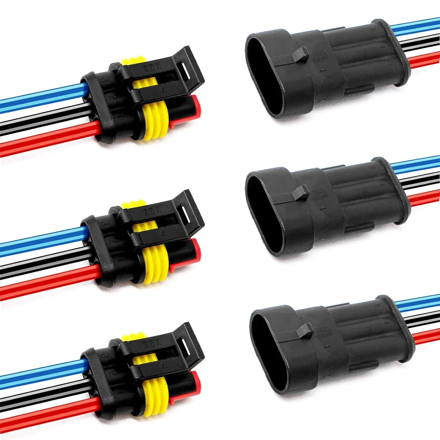 14AWG 3 Pin Plug Waterproof Connector, Male and Female Way Auto Electrical Wire