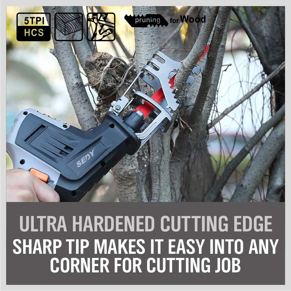 12-Inch Wood Pruning Reciprocating Saw Blades, 5TPI Saw Blades for Tree Trimming