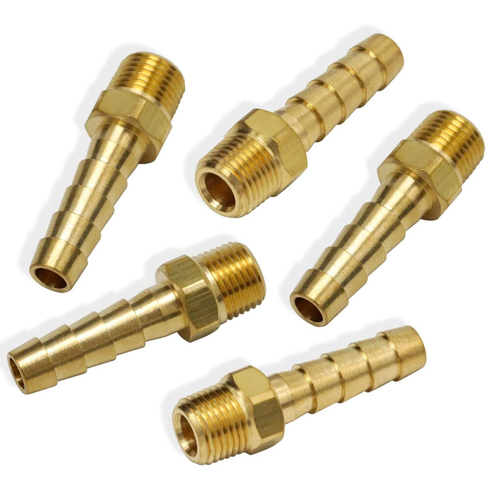 5pcs Hose Barb Fittings 1/4″ Barb To 1/8″ NPT Male Thread Air Hose Fitting