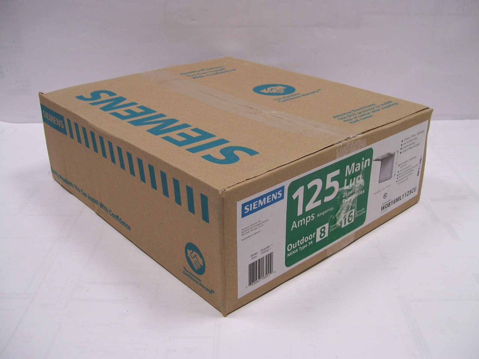 NEW Siemens W0816ML125CU 8Space (16circ) OUTDOOR 125A Breaker Panel 1PH SAU3308