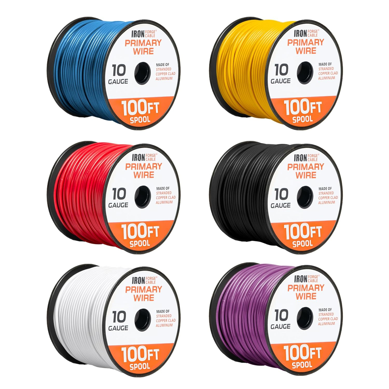 600 Ft 10 Gauge Primary Automotive Wire 6 Colors – 6 Roll Bulk