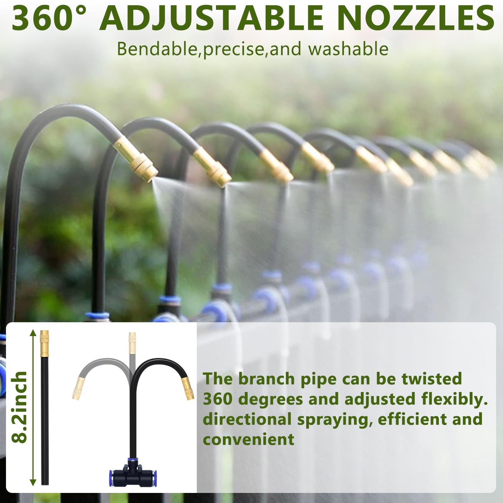 65.6FT/20M Drip Irrigation System, 360° Bendable System for 65.5FT