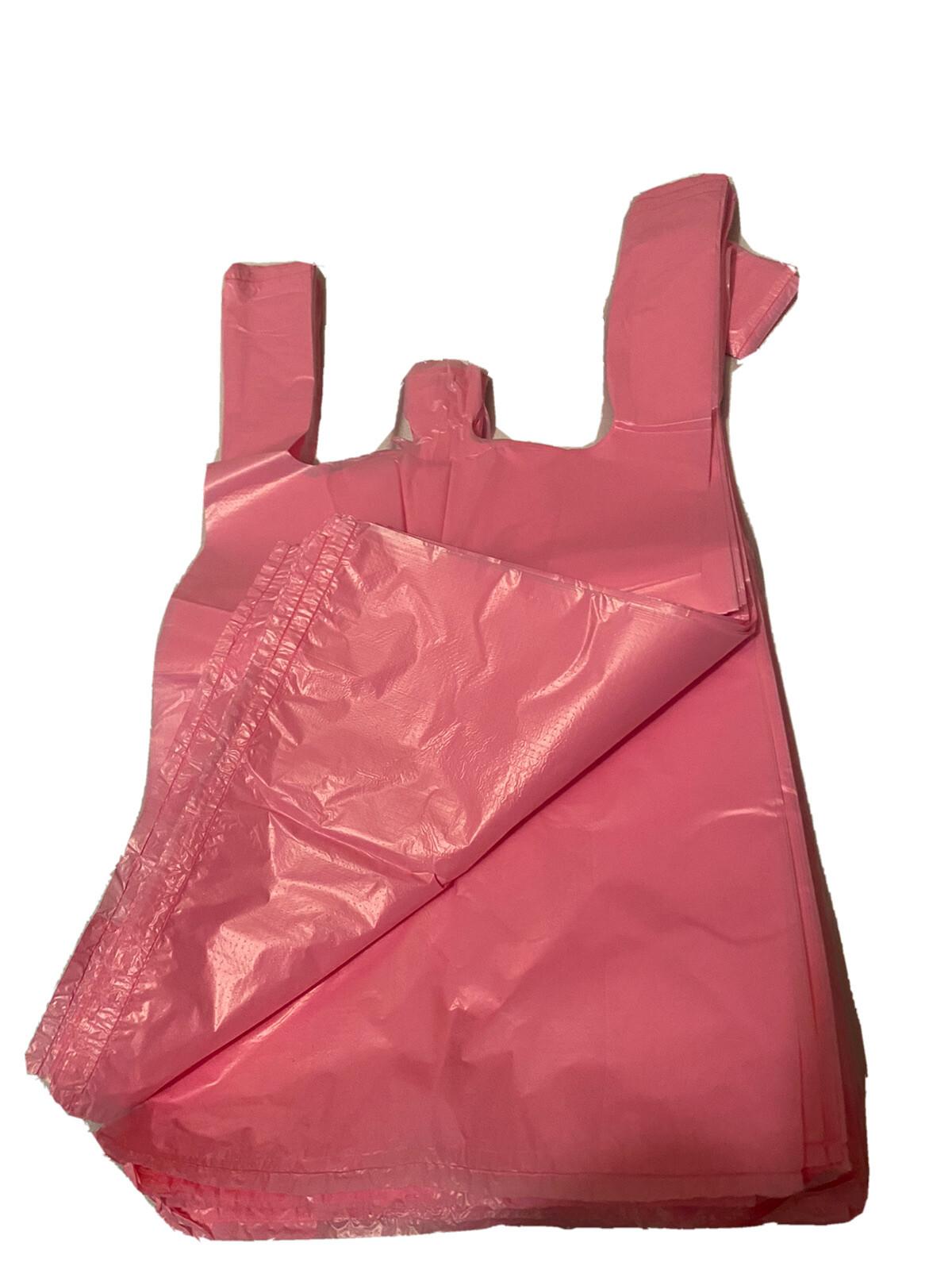 Bags 1/6 Small Pink Unprinted 8 x 4 x 16 T-Shirt Plastic Grocery Shopping Bags