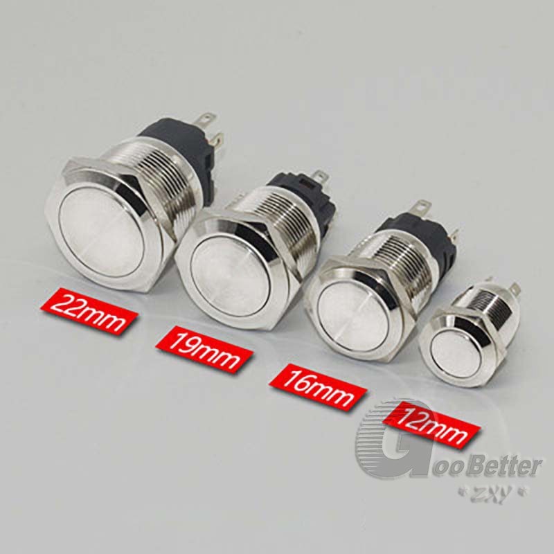 12mm LED ON OFF Waterproof Stainless Steel Latching Push Button Ring Switch