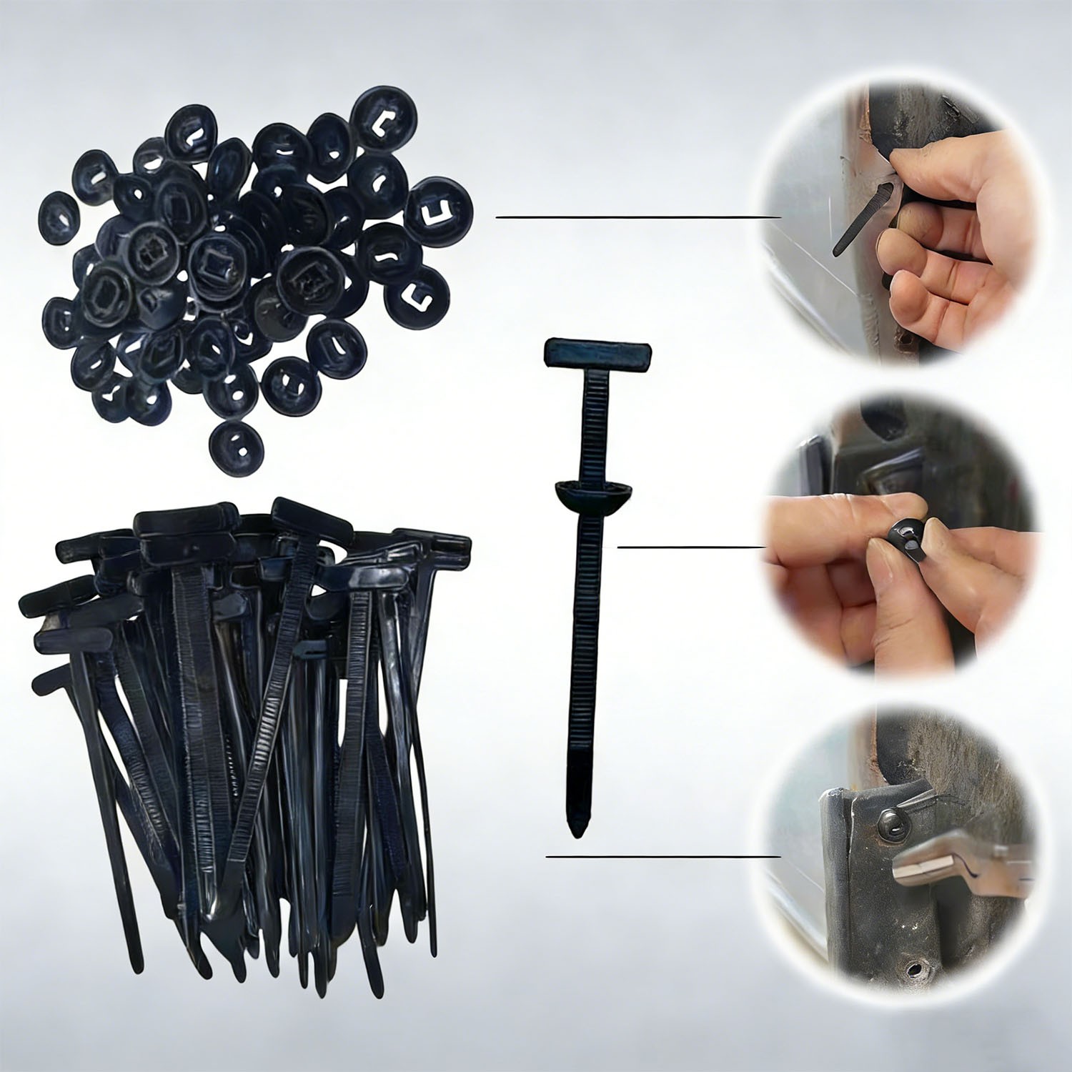 100 PCS Nylon Universal Cable Tie Buckle+Heavy Duty Self-Locking Zip Ties Holder