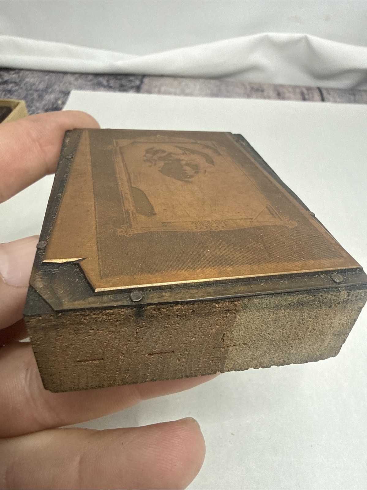Antique Copper LETTERPRESS Photo Negative Printing Plate BLOCK Woman Portrait