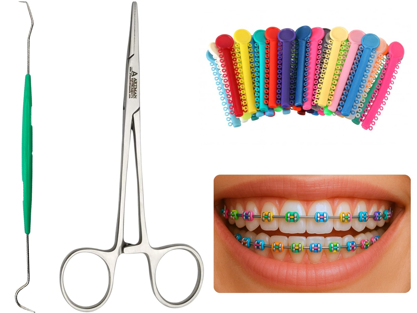 Ligas para Brackets Ortodoncia Dental braces 30 ml (Pack of 1115), Multicolor