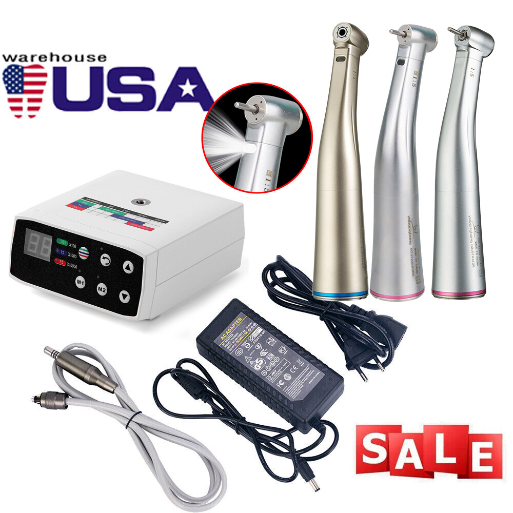 NSK Style Dental Brushless LED Electric Micro Motor/1:5 Increasing Handpiece USA
