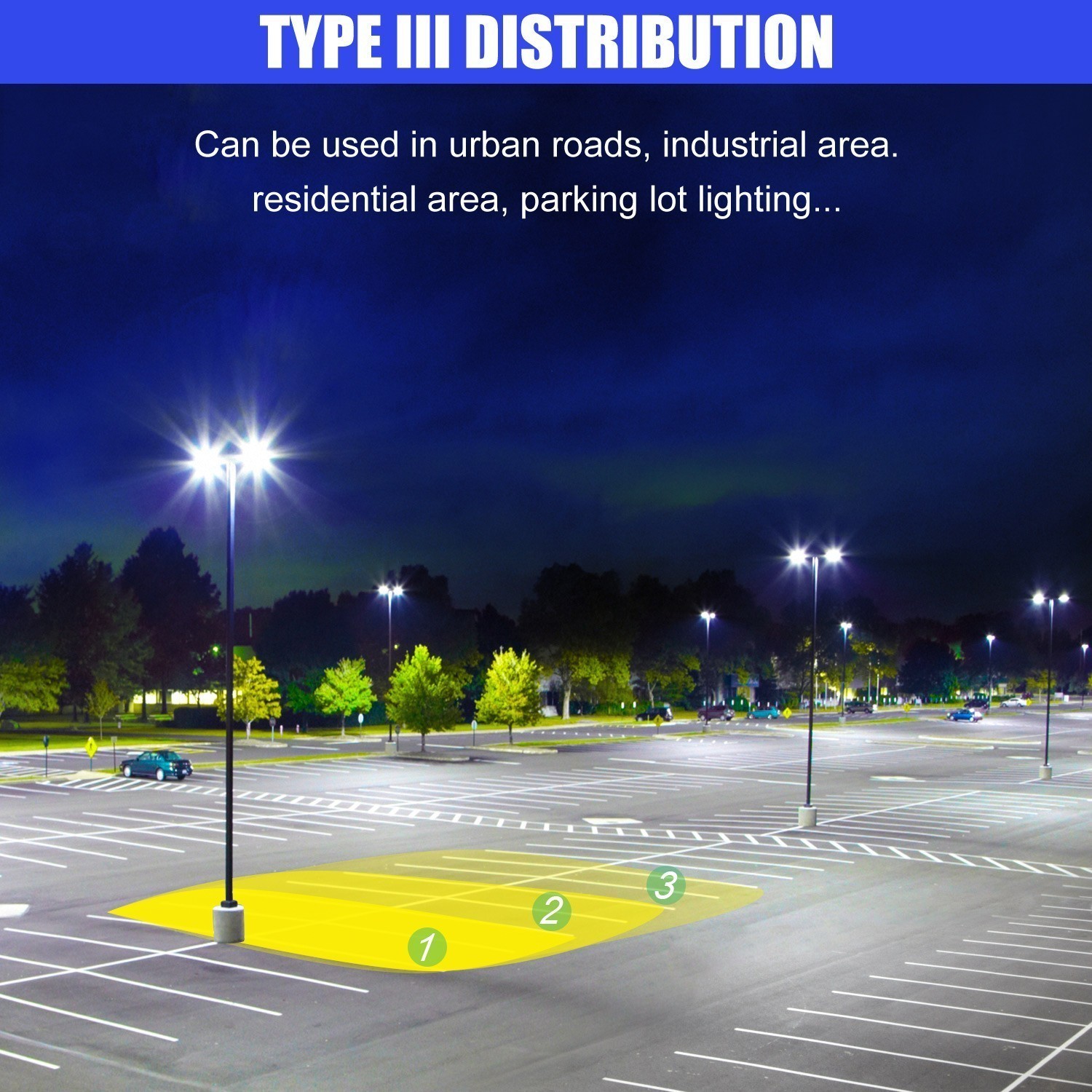 LED Street Lights Shoebox Parking Lot Lighting 200W IP65 Outdoor Yard Flood Lamp