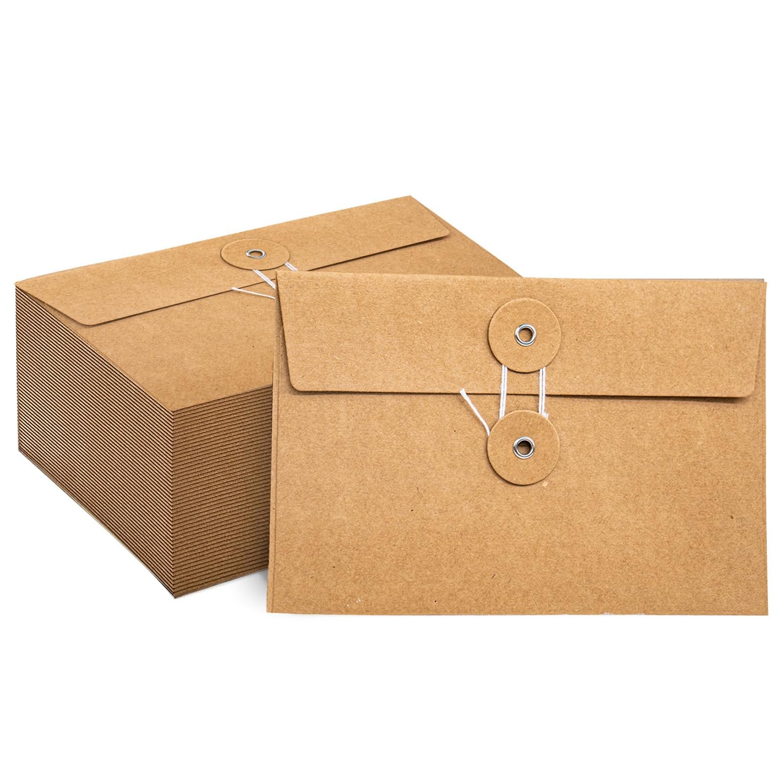 40 Pcs Kraft Paper Envelopes with String Tie Closure Project Pockets Document…