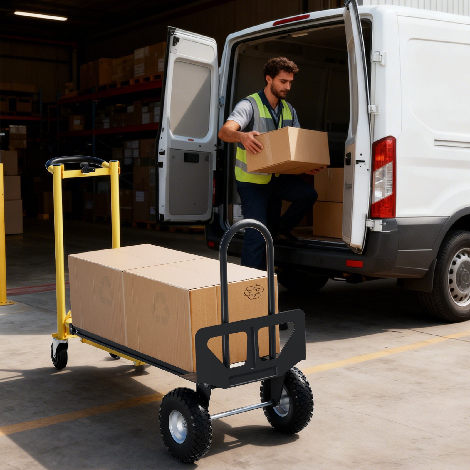 Garvee 800Lbs Convertible Hand Truck Dolly 3-in-1 Foldable Steel Cart Moving