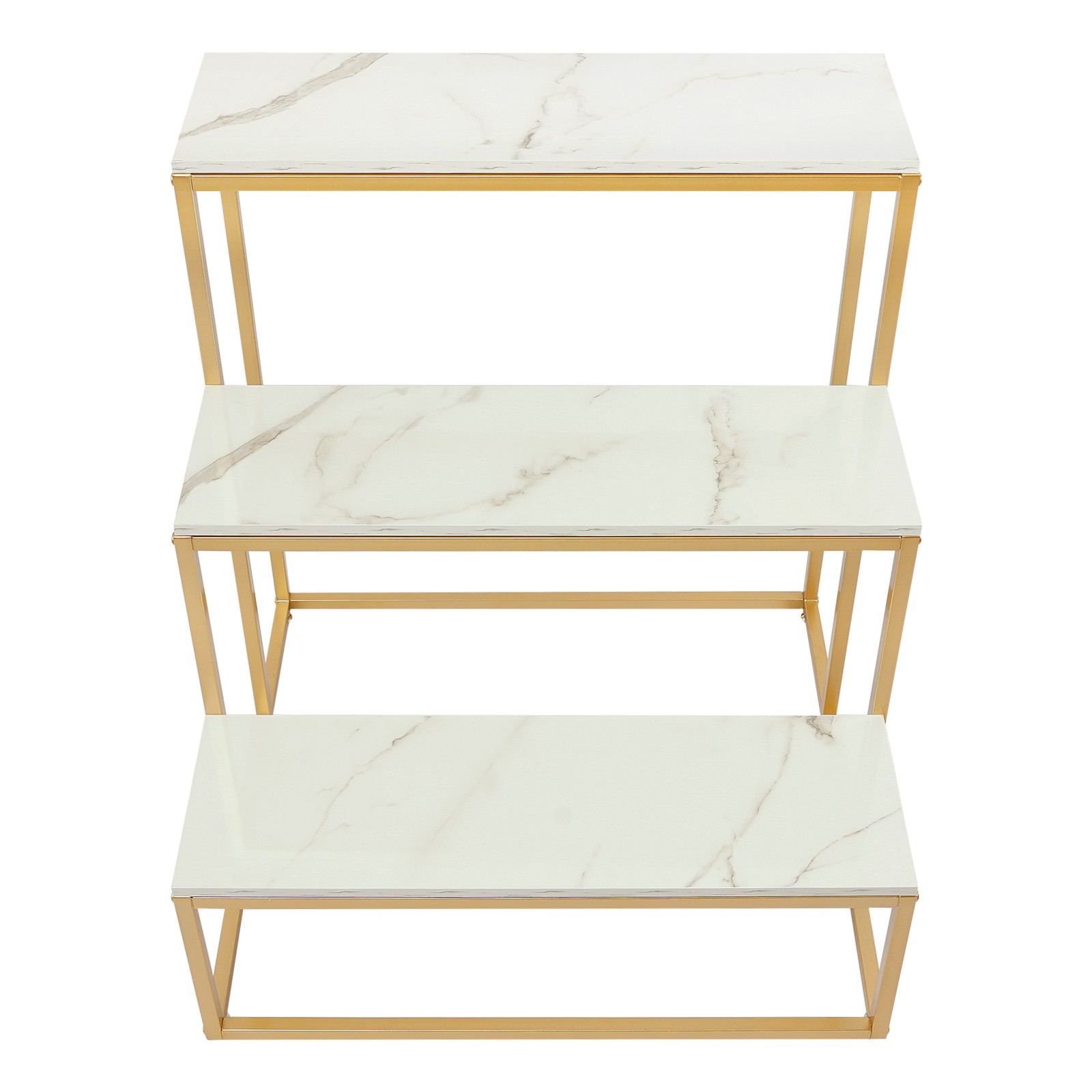 Gold+White 3-Tier Retail Table Display Rack for Bag Shoes Organizer Stand NEW