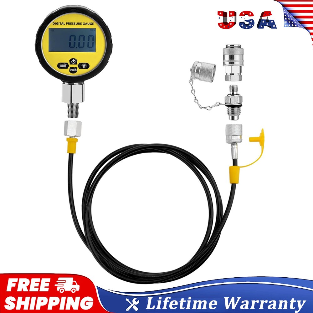 10000PSI Digital Hydraulic Pressure Gauge Test Coupling Kit 1/4 NPT 700BAR/70Mpa
