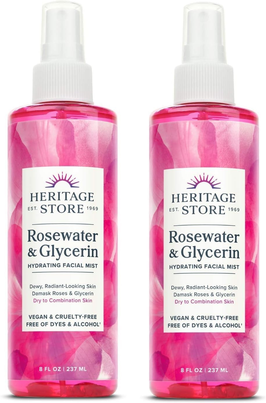 HERITAGE STORE Rosewater & Glycerin 2-pack Hydrating Facial Mist For Dry Skin