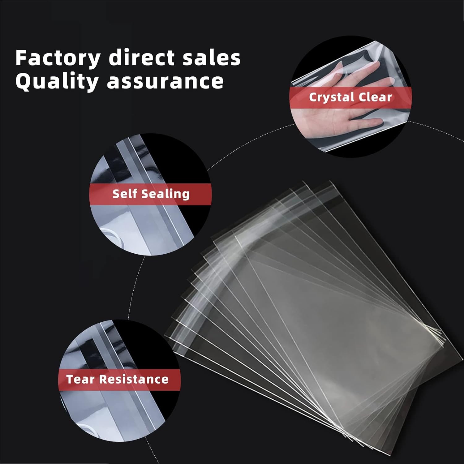 100 Pcs 10″x14″ Clear Self-Sealing Cellophane Bags for Packaging T-Shirt Clothes
