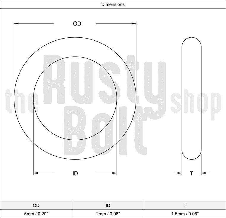O-rings Nitrile Rubber – 5mm OD, 2mm ID, 1.5mm Thickness – Black, Seal, Gasket