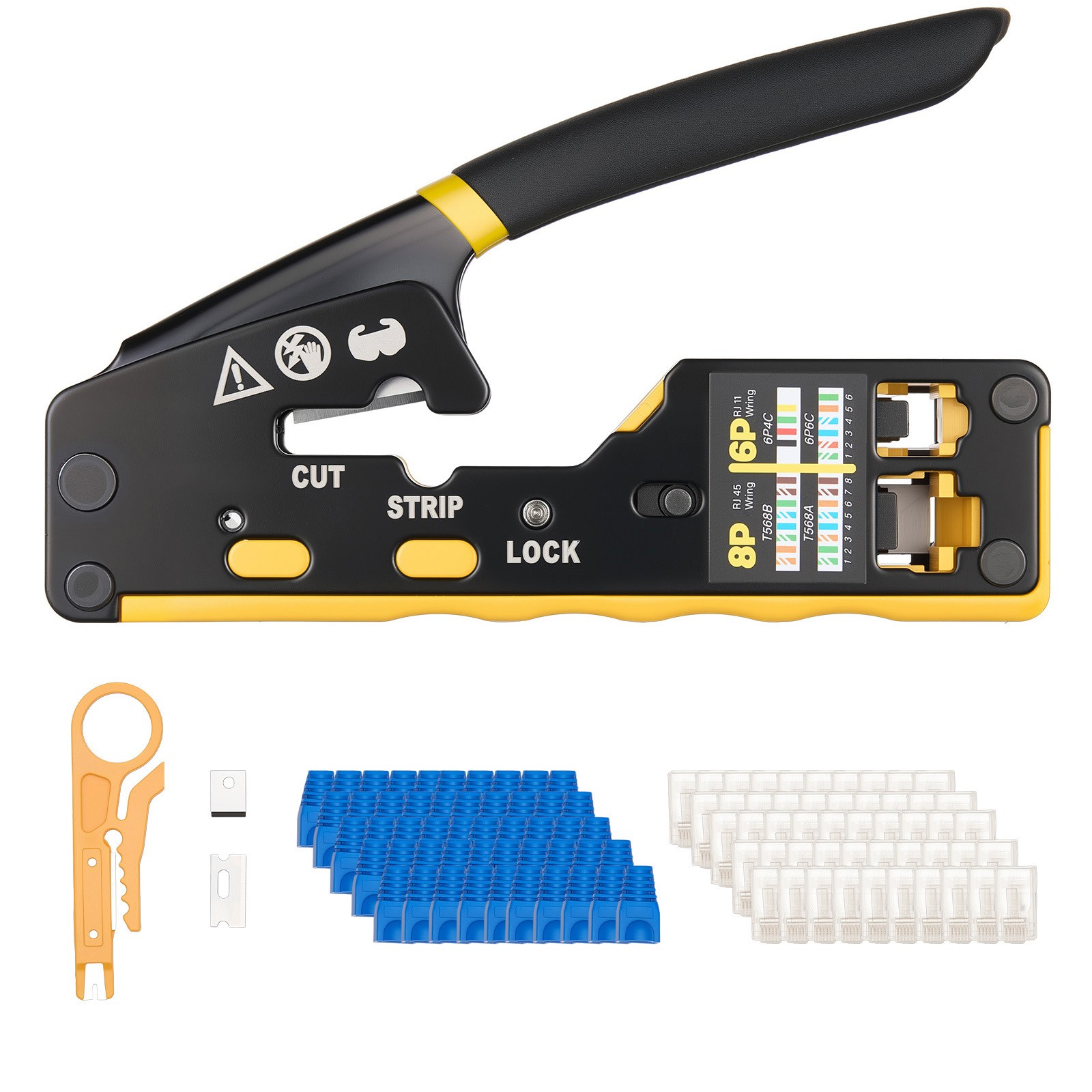 Uimoso Crimping Tool for RJ45/RJ11/RJ12 4/6/8-Pin Modular Connectors