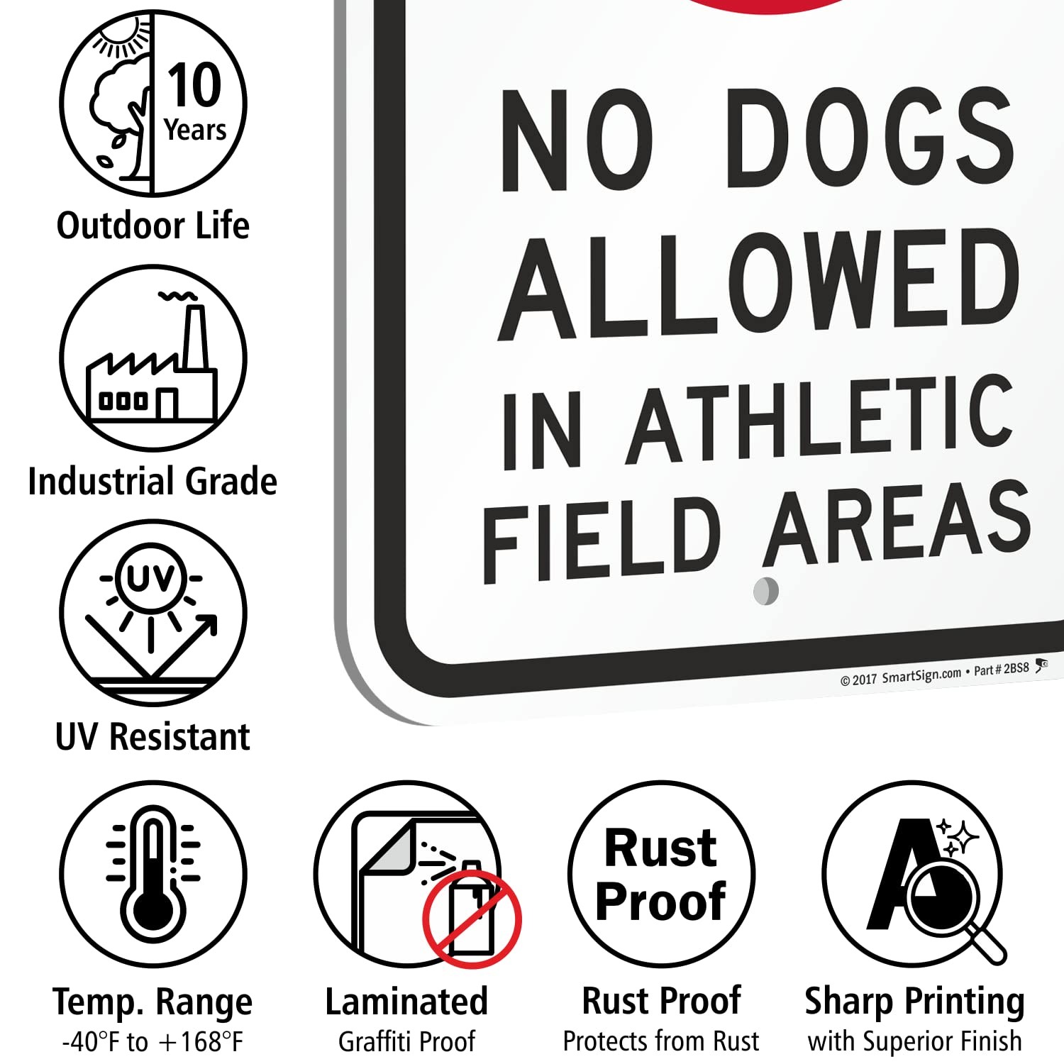 12×18 Inch No Dogs Allowed In Athletic Field Areas Sign Aluminum