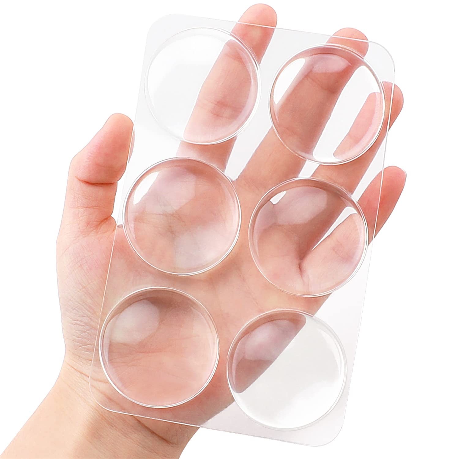 Strongest Wall Door Handle Stopper – 6 PCS Small Round 1.57″ 6PCS, Clear