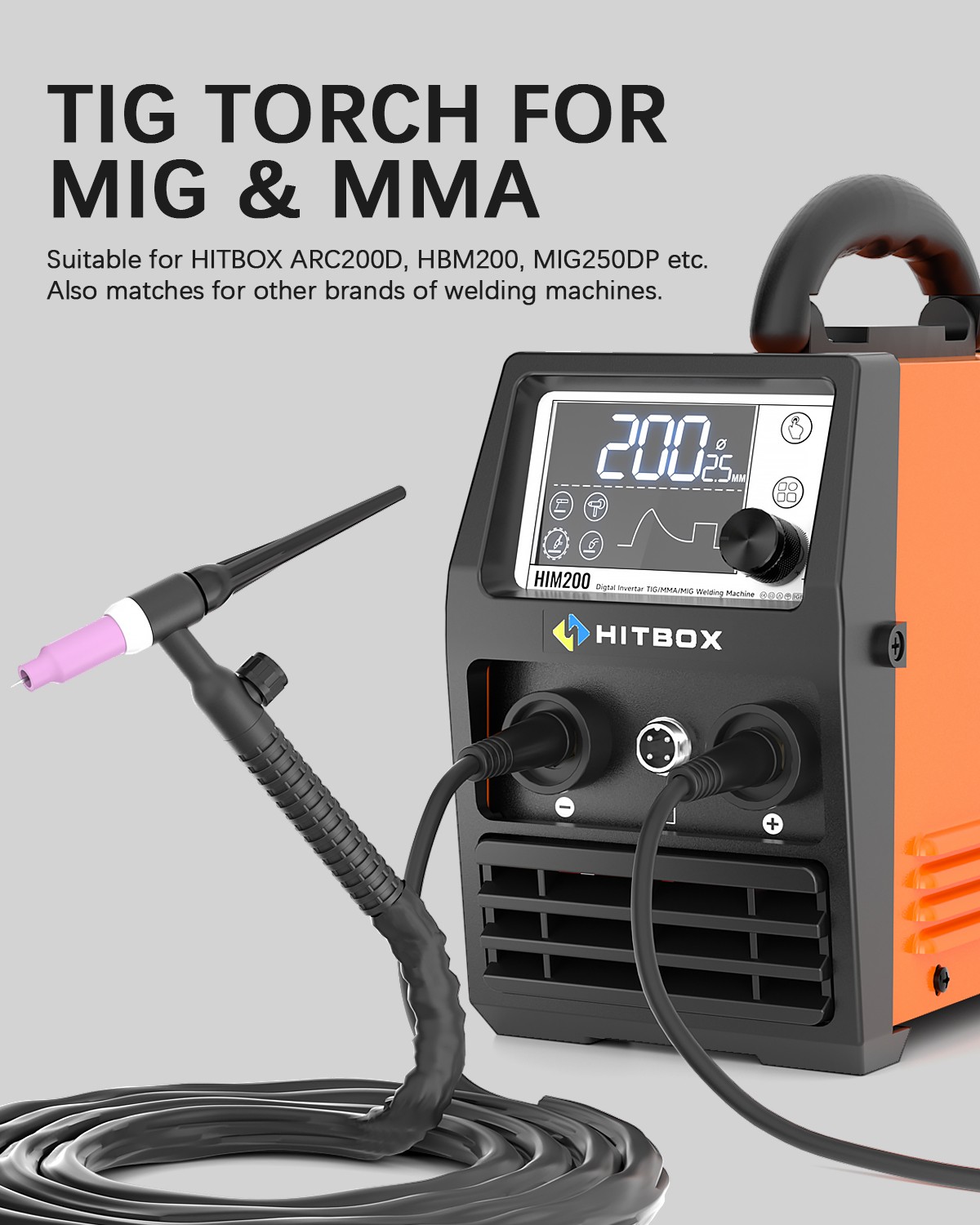 HITBOX WP17V Welding Gun TIG Welder Torch Equipped with 10-25 Quick Plug 4M/13ft