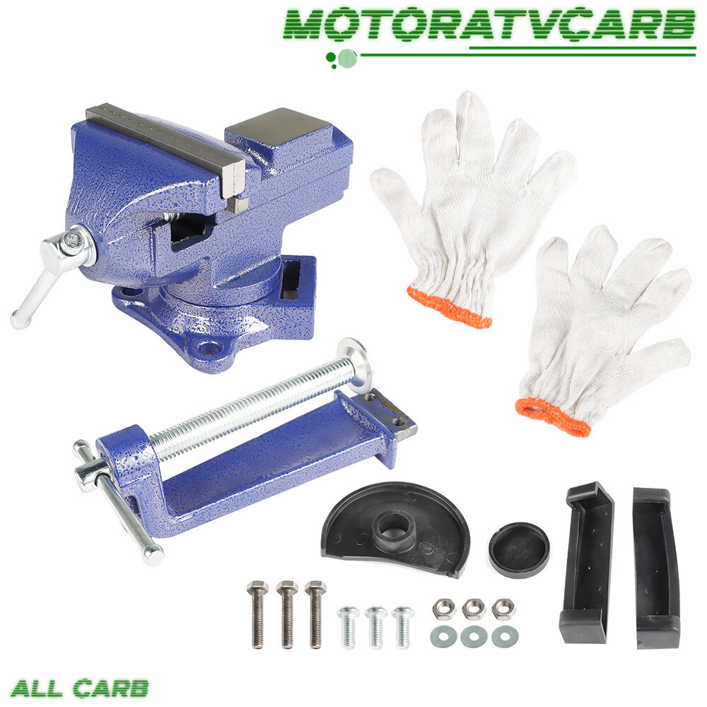 ALL-CARB 3.3″ Multi-functional Portable 360° Swivel Base 2-In-1 Bench Vise Blue