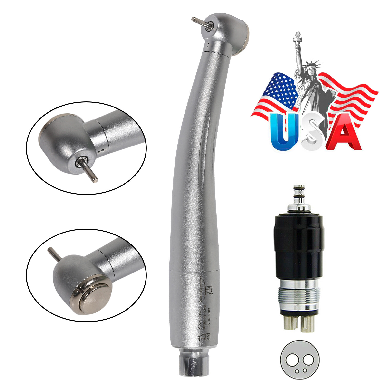 1-5 YABANGBANG Dental High Speed Handpiece + 4 Hole Quick Coupling 360° Swivel