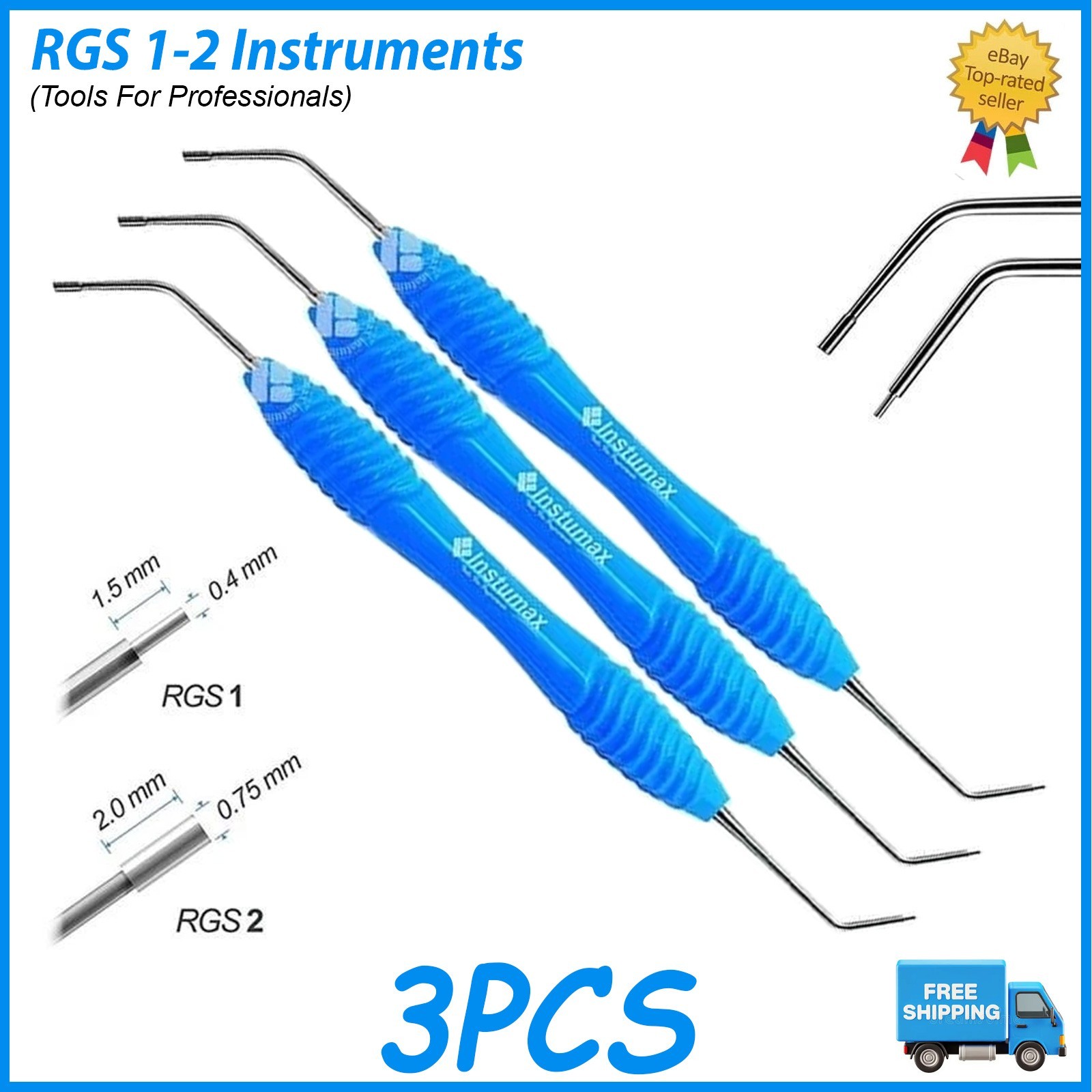 Dental Instrument RGS 1-2 / 3-4 Silicone Handle Depth Dimensions for Restoration