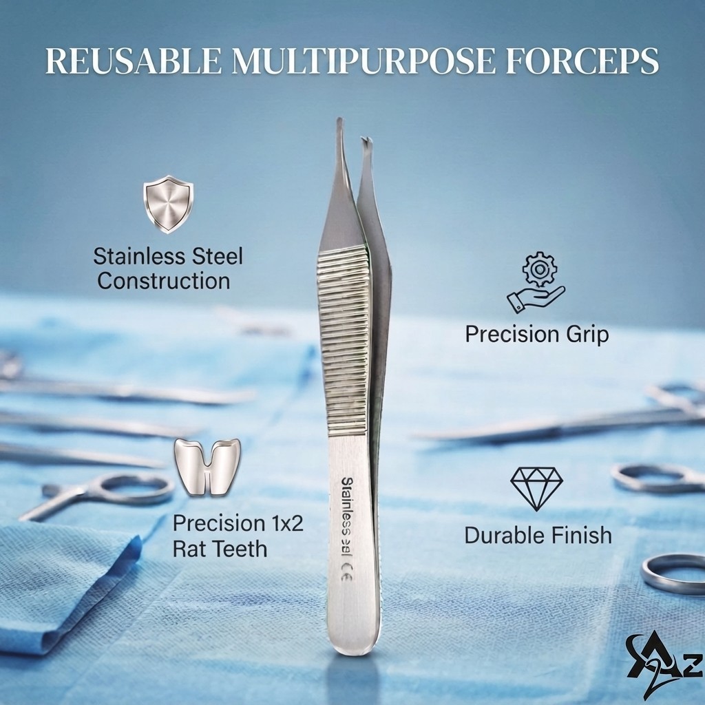 Surgical Tissue Dressing Forceps Micro Serrated +Adson Kocher +Russian Tweezers